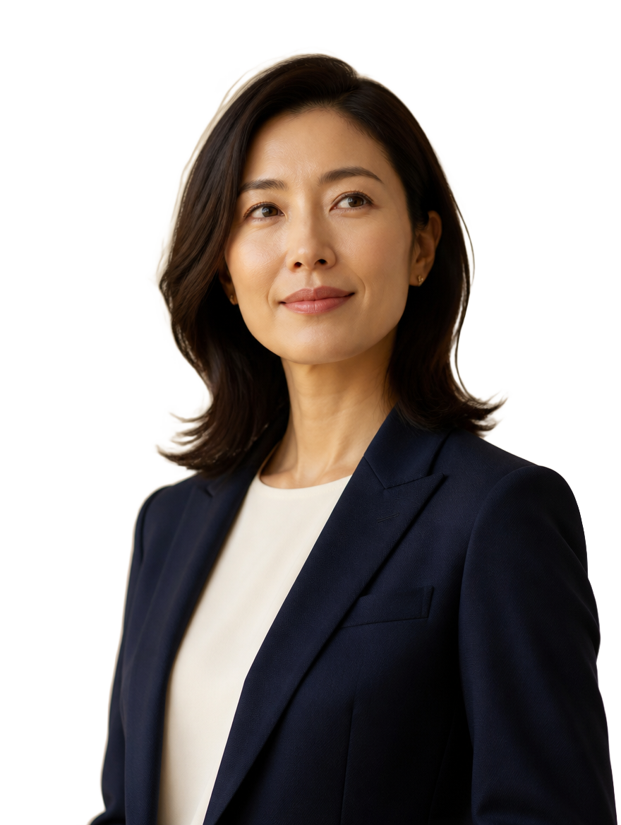 Sales professional in a navy blazer